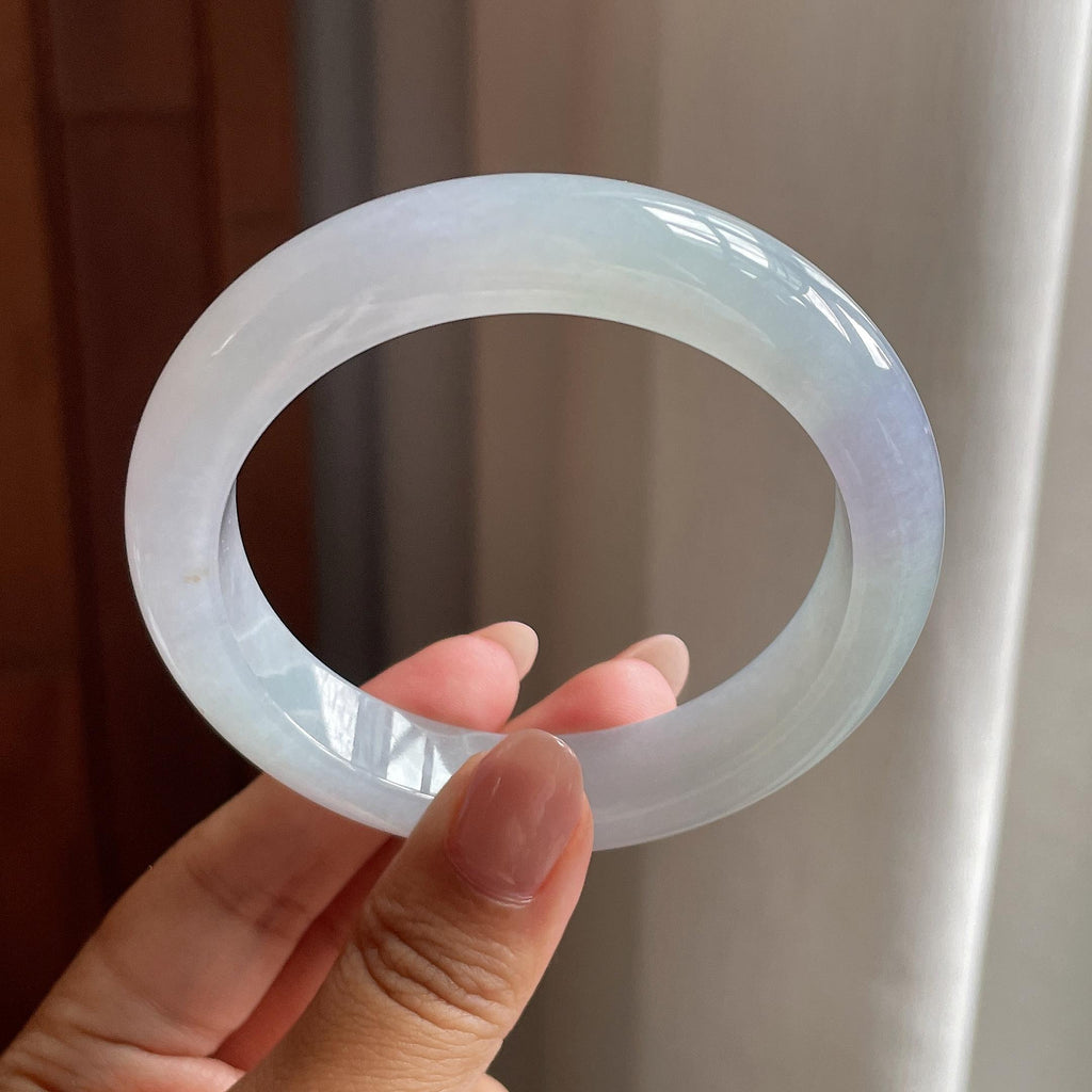 糯冰淡春彩正圈平安镯 54圈 天然缅甸Ａ货翡翠（yc498959）