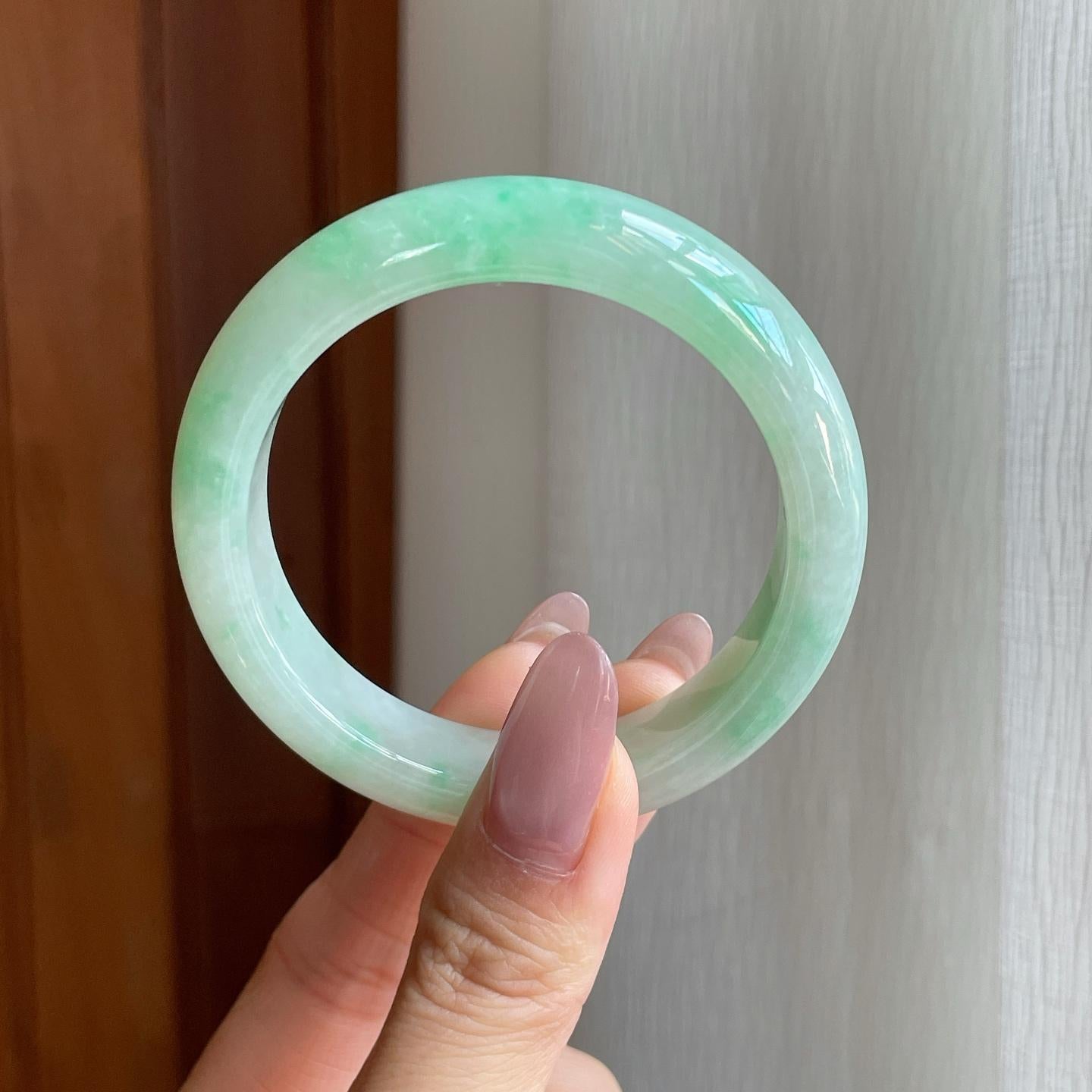 糯冰飘花翡翠平安镯（51mm）（yc295011）