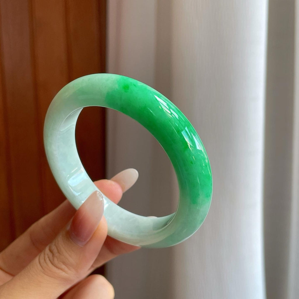 糯冰带色翡翠平安镯（54mm）（yc268218）