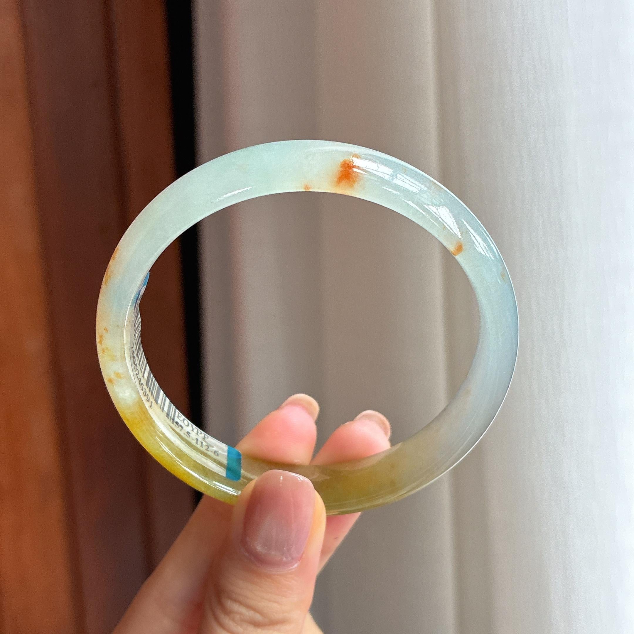 冰种黄翡特色翡翠平安镯（58mm)（yc423140）