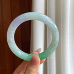糯冰带色翡翠圆条手镯（59.5mm）（yc310546）