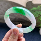 糯冰种飘阳绿宽版轮胎手镯（60.3mm）（yc254106）