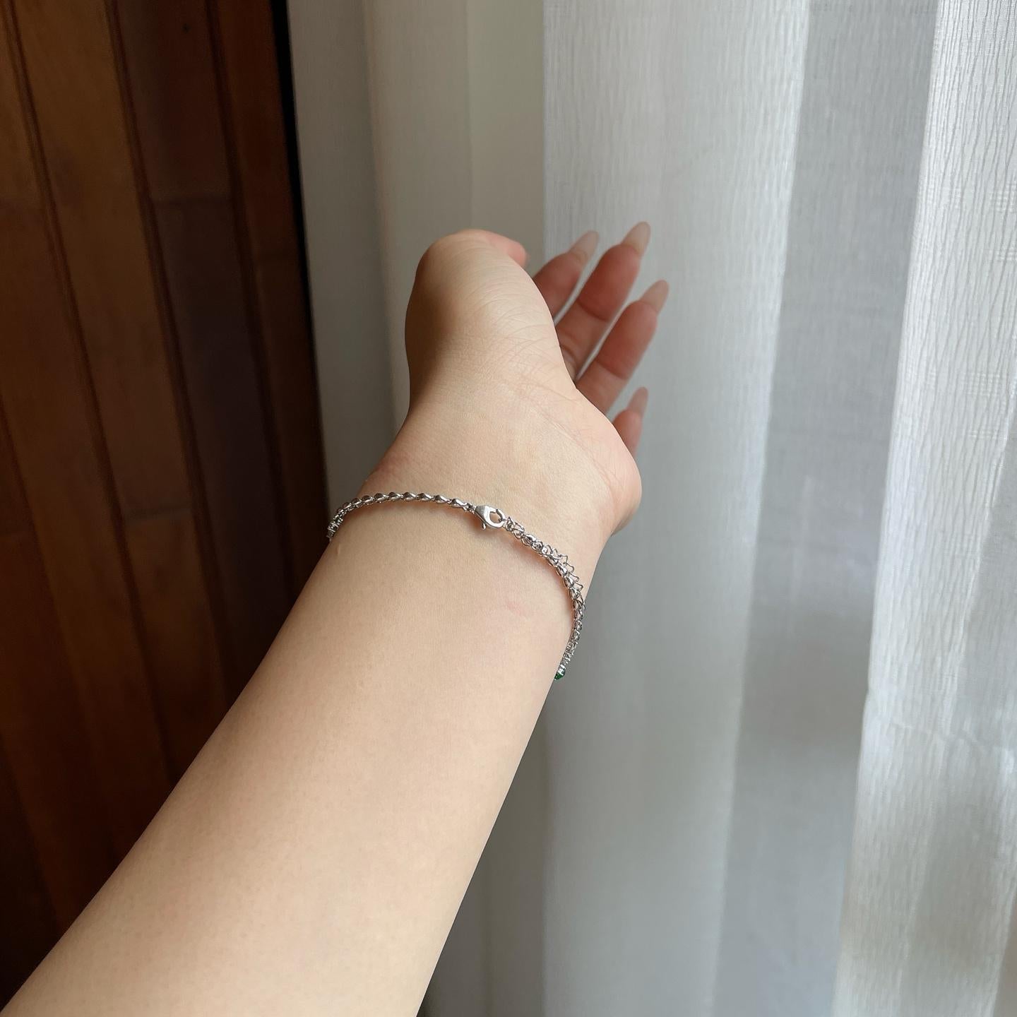 18k金钻镶糯冰满绿翡翠葫芦手链（yc274562）