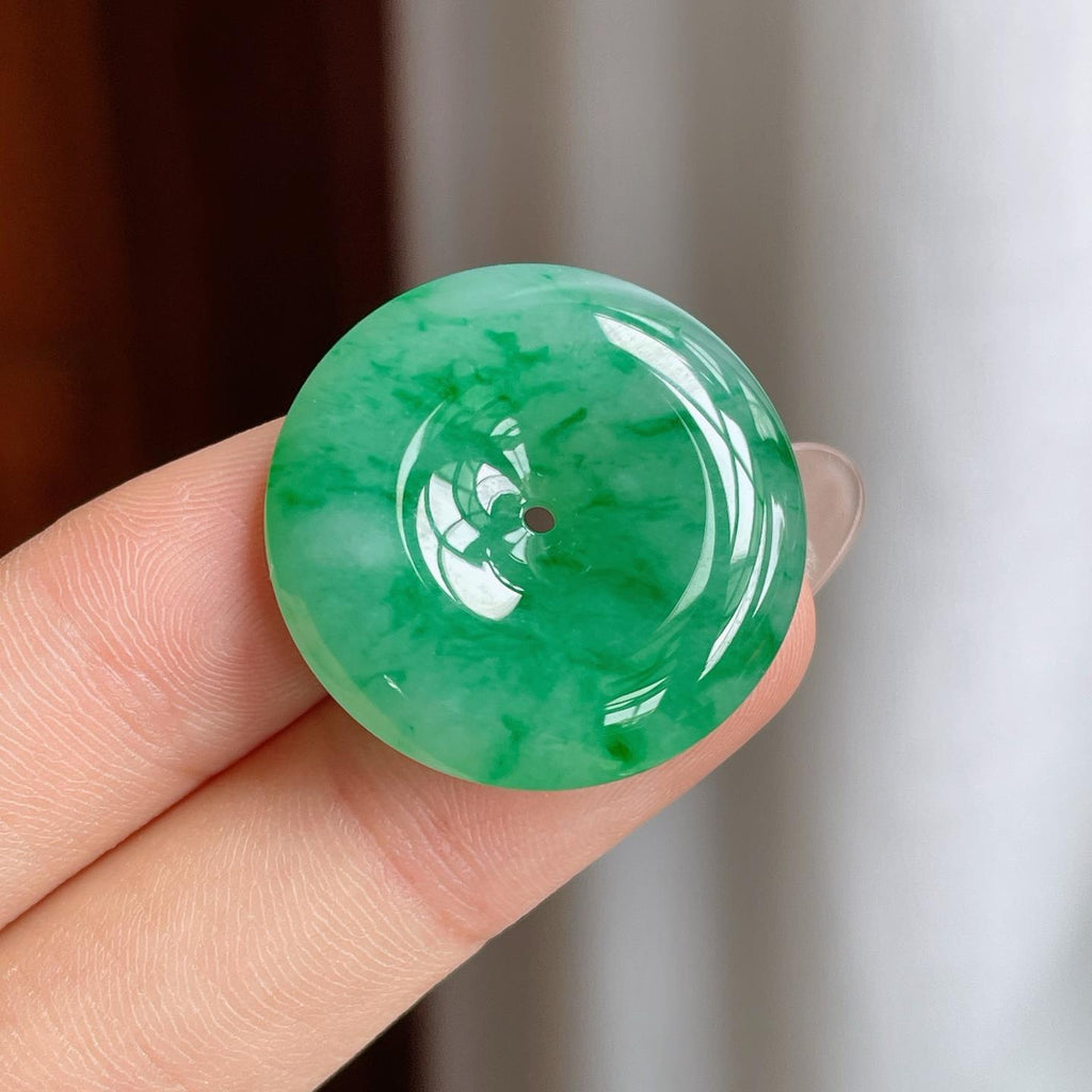 糯冰带色翡翠平安扣（yc240427）