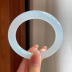 冰种白月光翡翠圆条手镯（53.6mm)（yc348910）