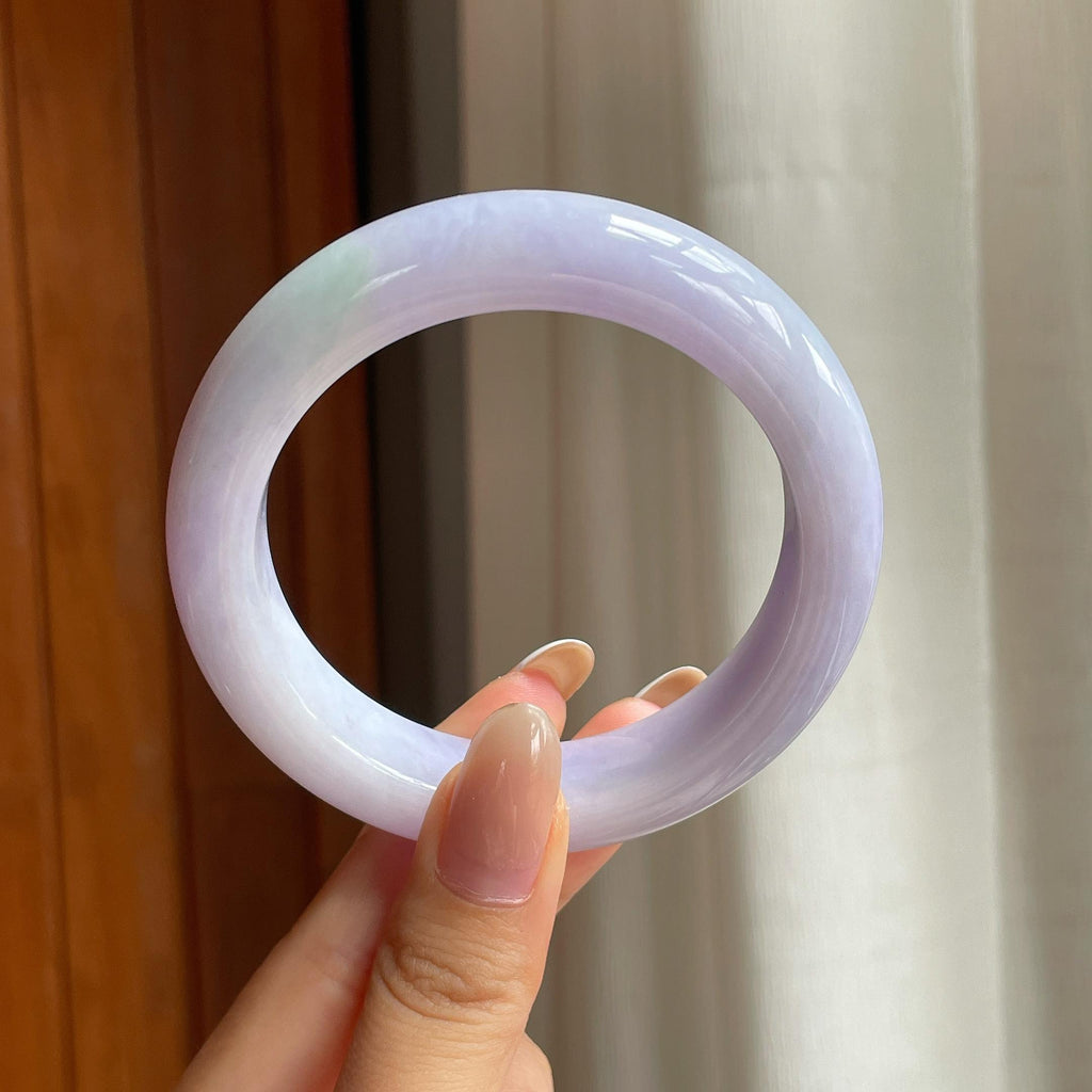 糯冰淡春底翡翠平安镯（57.3mm)（yc417337）