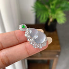 18k金钻镶高冰种无色葫芦戒指/吊坠（两用款）（yc255608）