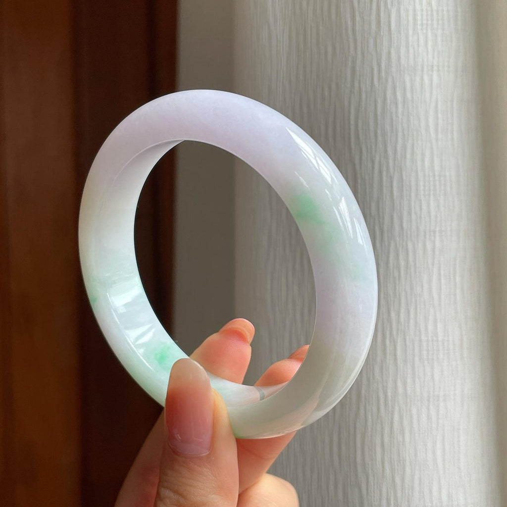 糯冰淡春彩翡翠平安镯（57.7mm)（yc349365）
