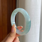 糯冰飘花翡翠平安镯（53mm)（yc424266）