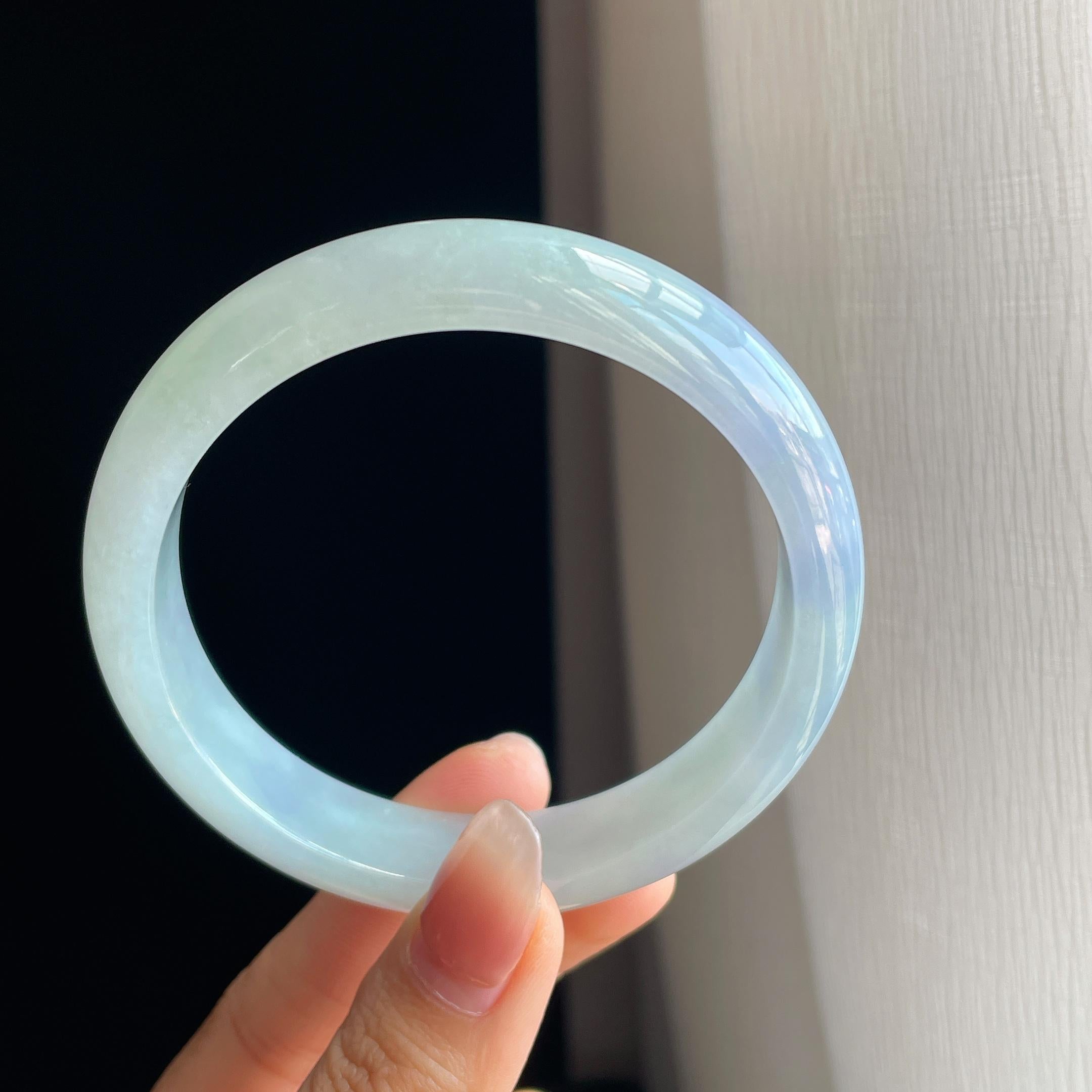 糯冰淡紫罗兰翡翠平安镯（62.5mm)（yc323779）
