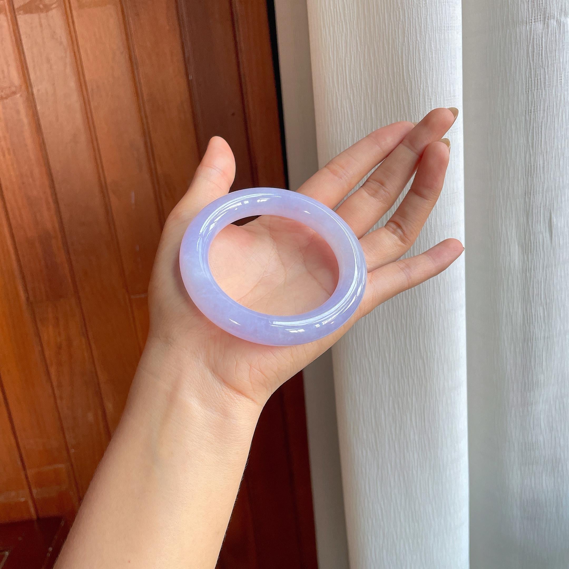糯冰紫罗兰翡翠圆条手镯（56mm）（yc402779）