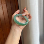 糯冰种湖水绿翡翠平安镯（59mm）（yc415361）