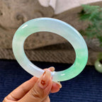 糯冰种翠绿圆条手镯（56.3mm）（yc243459）