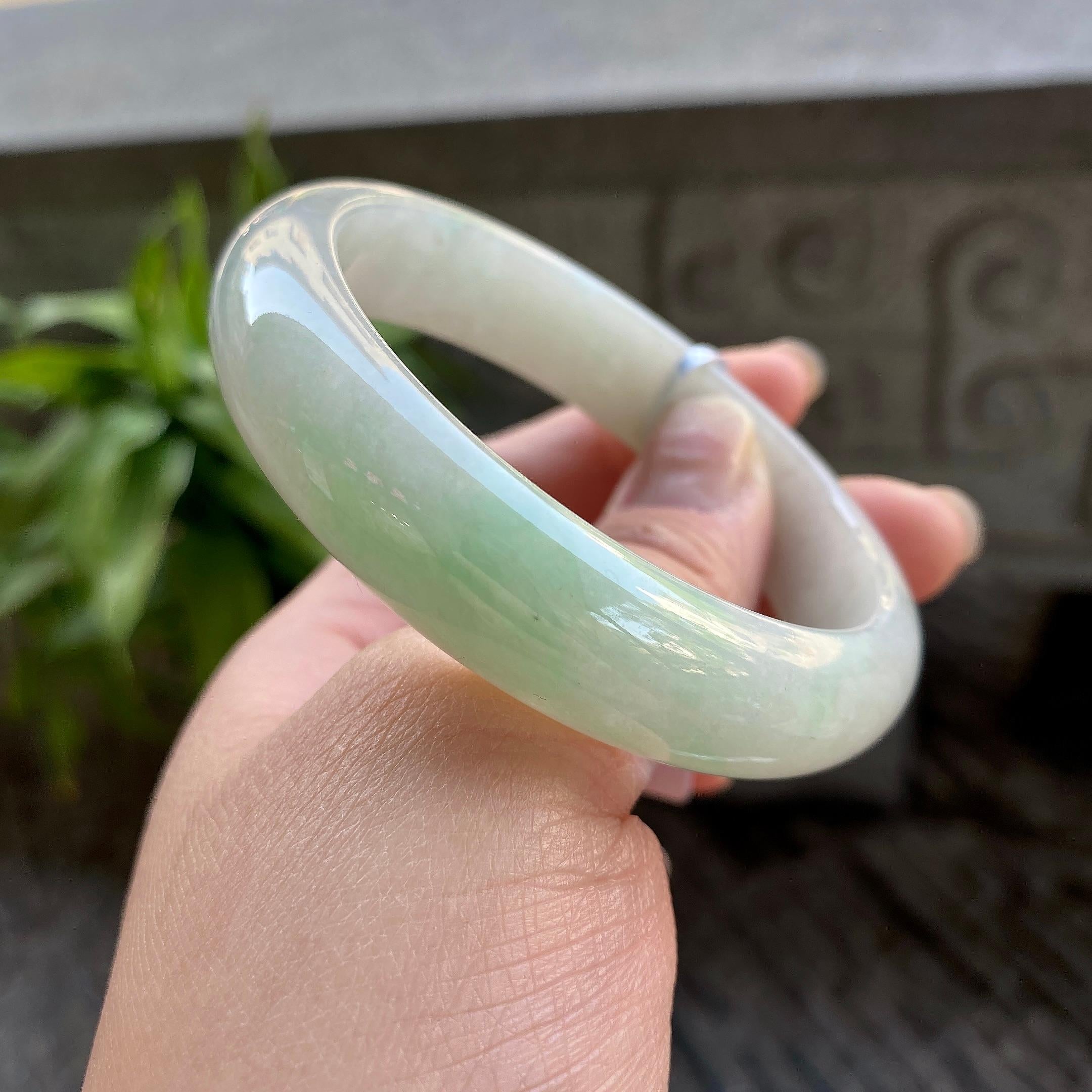 细糯种淡晴底平安镯（57.4mm）（yc311018）