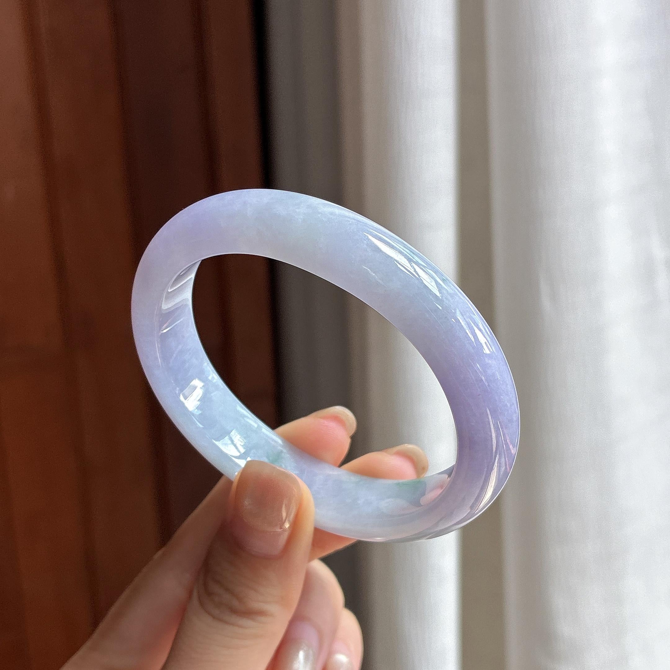 糯冰紫罗兰贵妃镯 55圈 天然缅甸A货翡翠（yc485503）