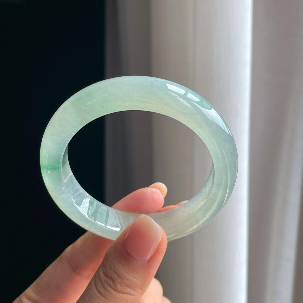 冰种飘花翡翠平安镯（52.3mm）（yc389581）