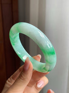糯冰种飘色平安镯（54mm）