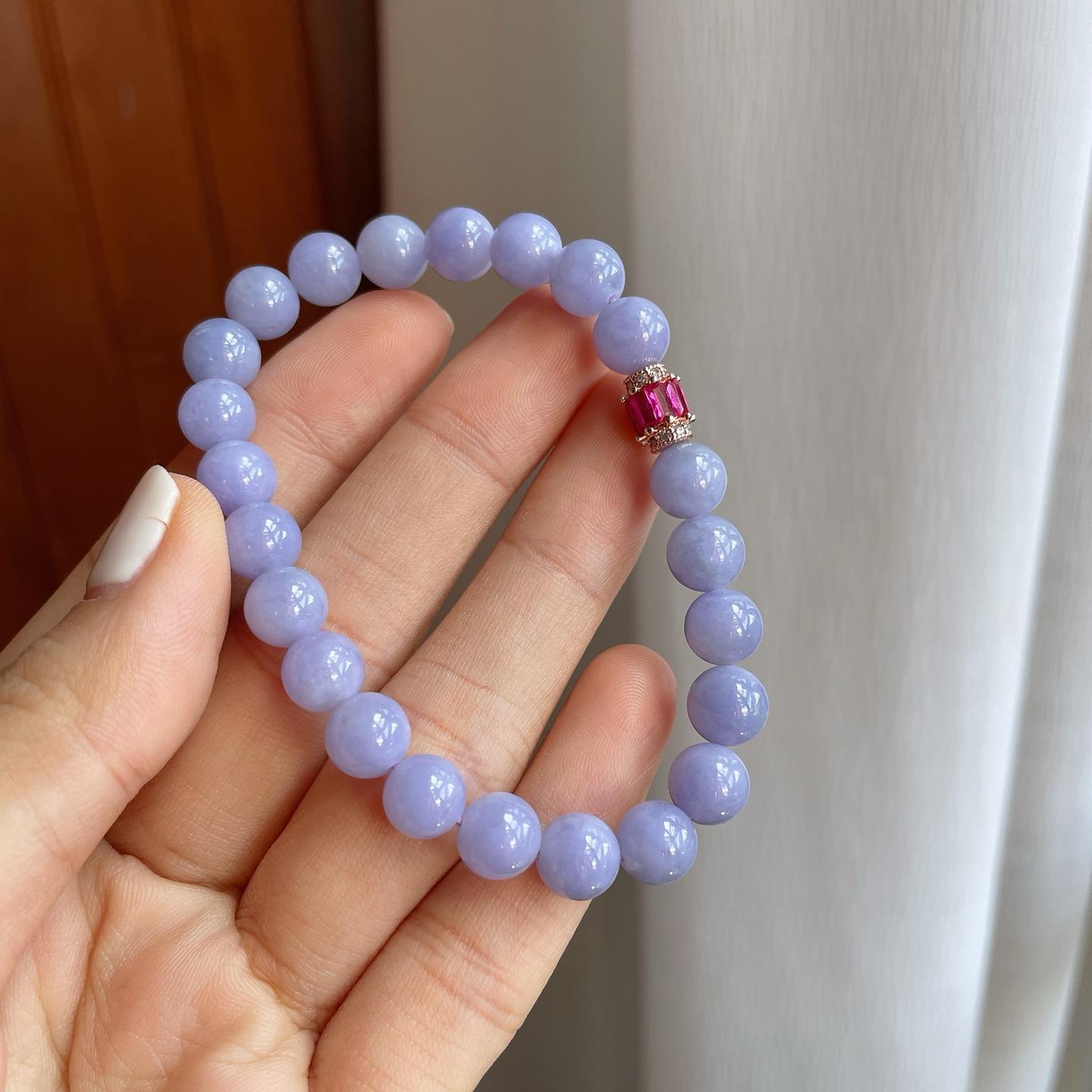 糯冰紫罗兰翡翠珠串手串（yc255678）