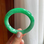 糯种满绿翡翠平安镯（55.8mm）（yc249155）