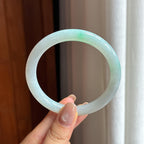 糯冰带色翡翠圆条手镯 57圈（yc435382）