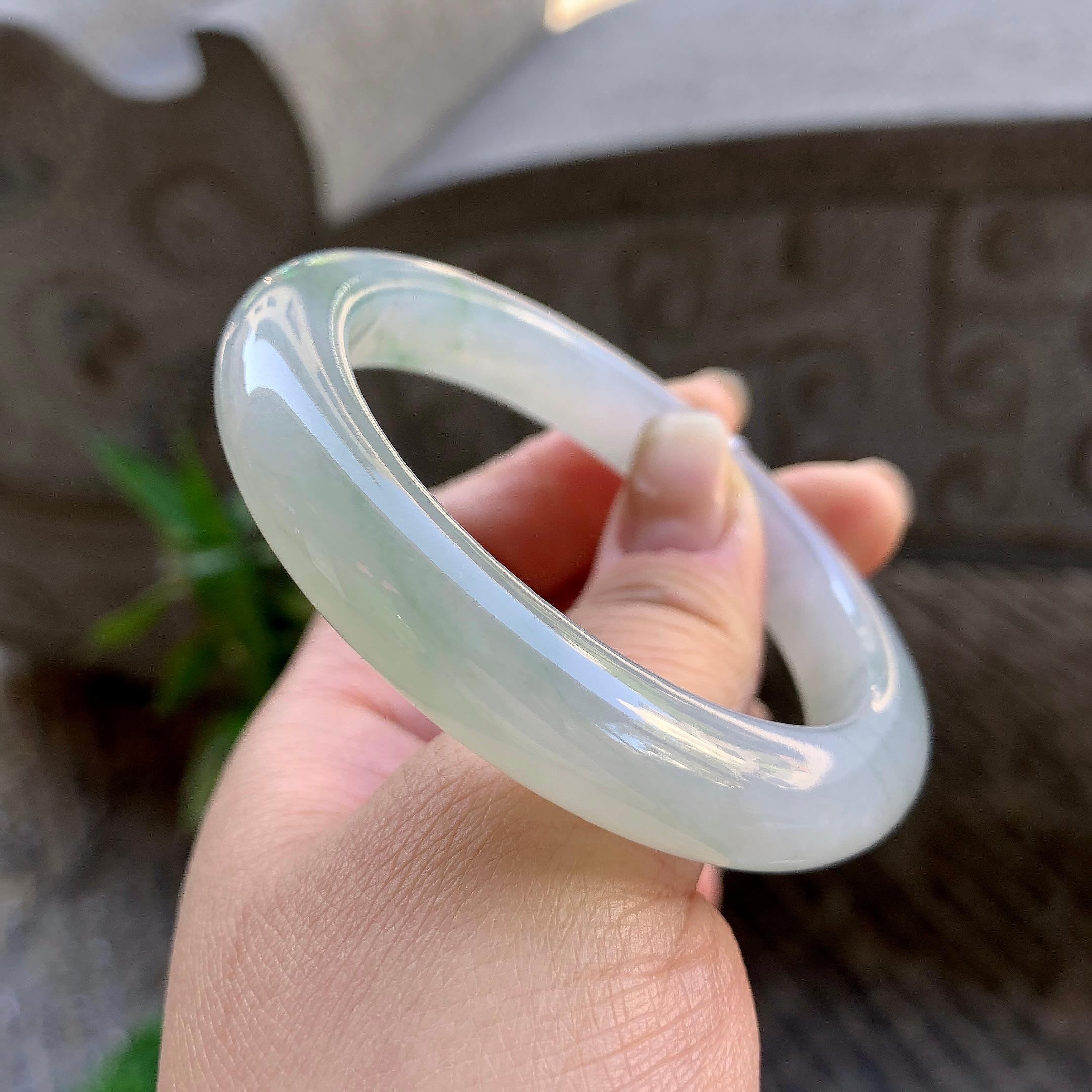 糯冰种晴底飘花平安镯（55.8mm）（yc307305）