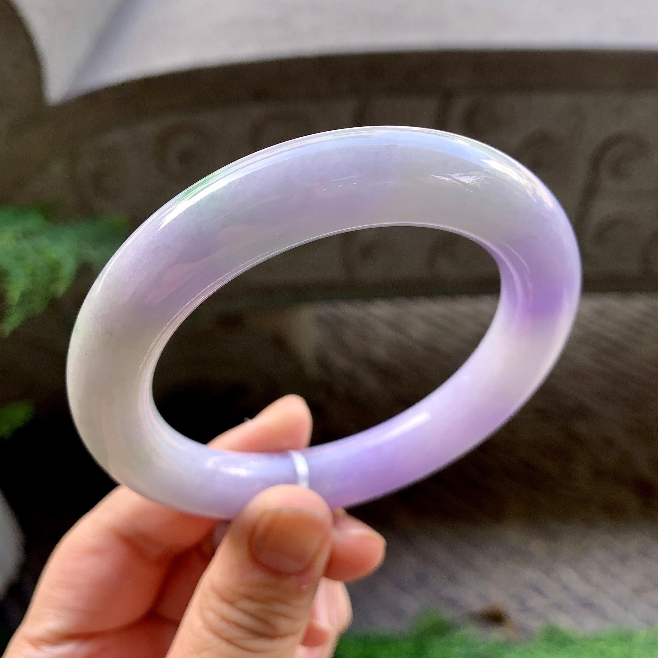 糯种紫罗兰飘花圆条手镯（58.7mm）（yc259069）