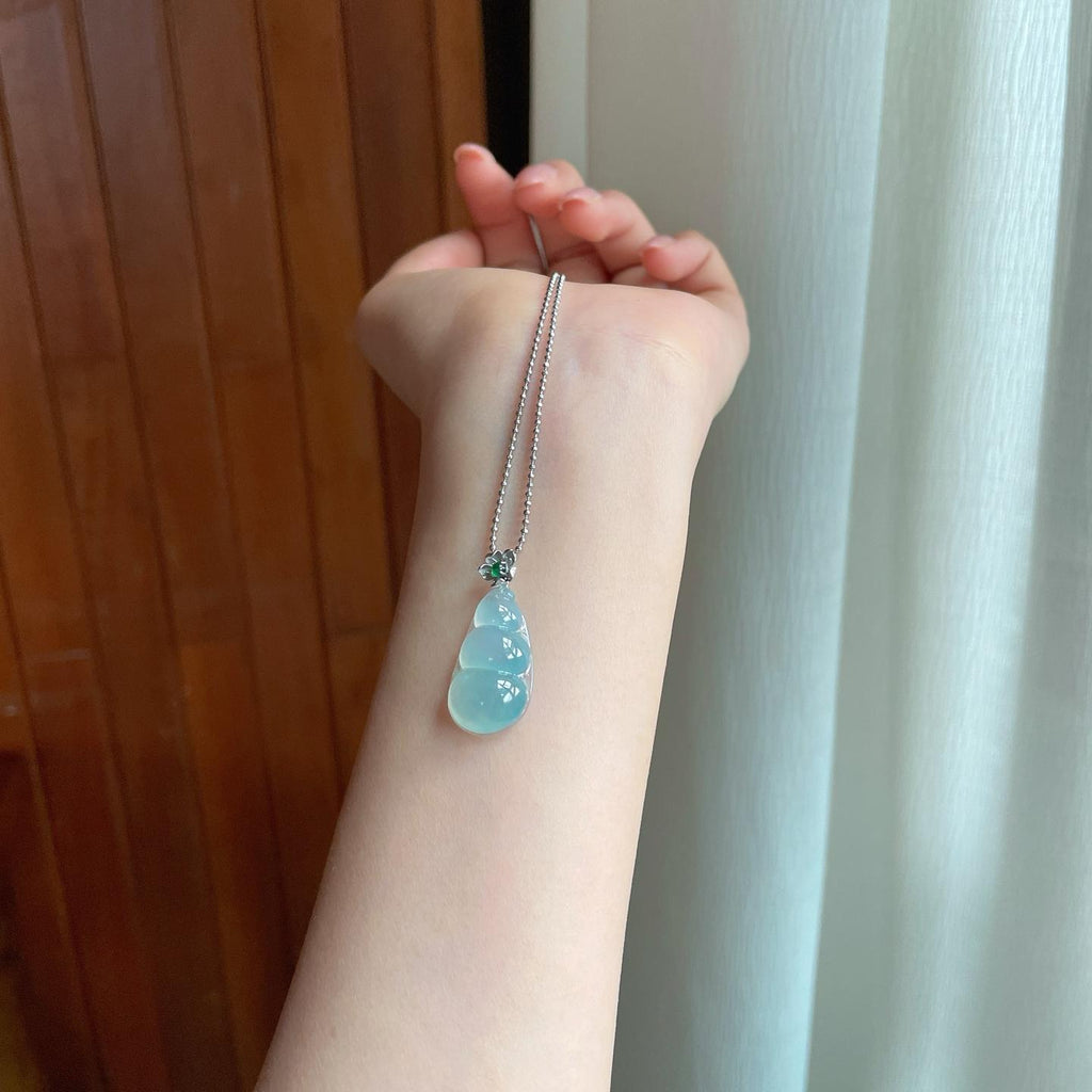 18k金扣头冰种晴底翡翠豆子（yc363634）