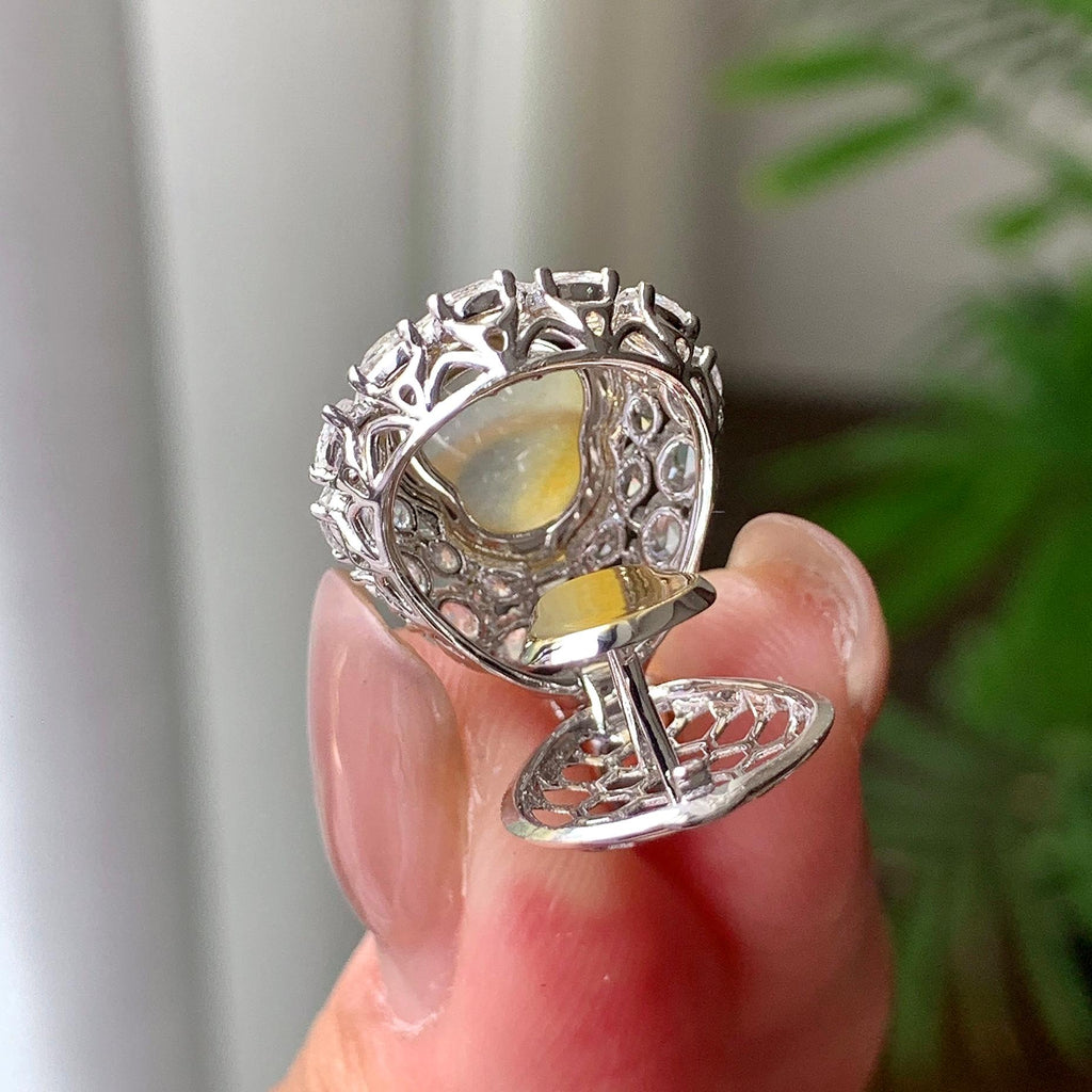 18K金钻镶冰种黄翡葫芦吊坠天然缅甸A货翡翠（yc356826）