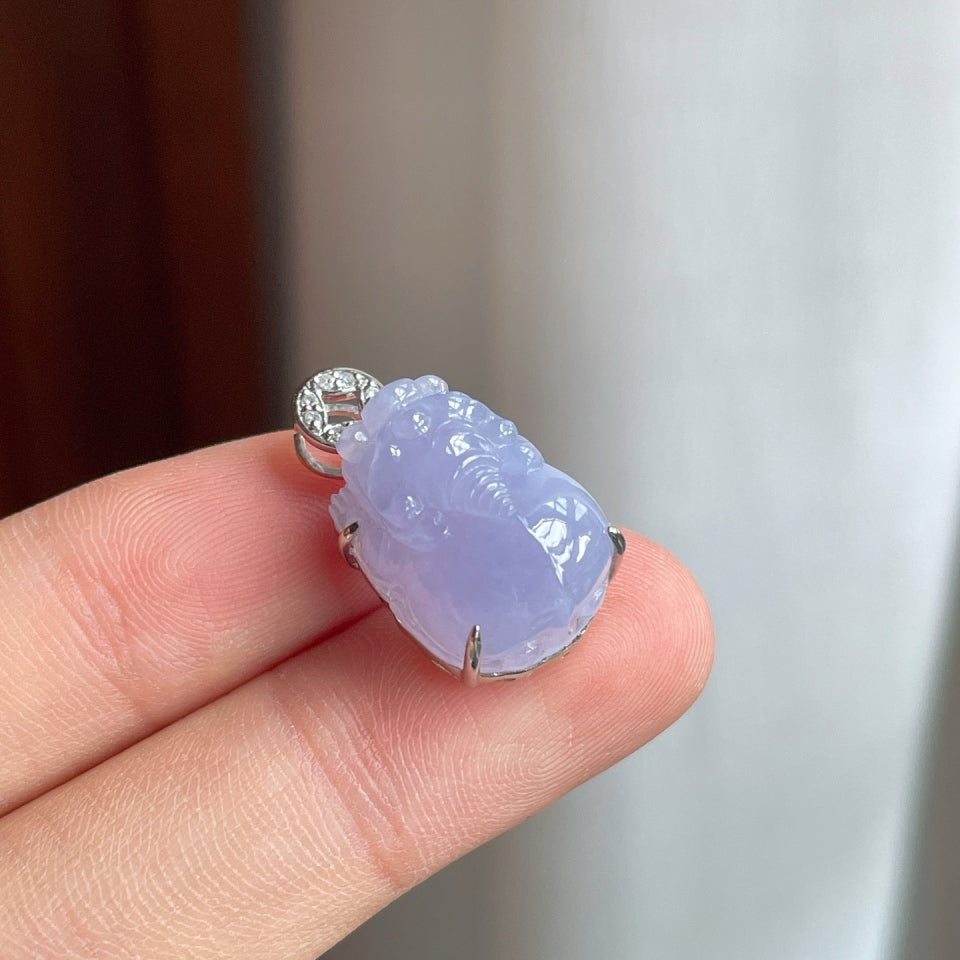 18k金钻镶冰种紫罗兰翡翠貔貅（yc175314）