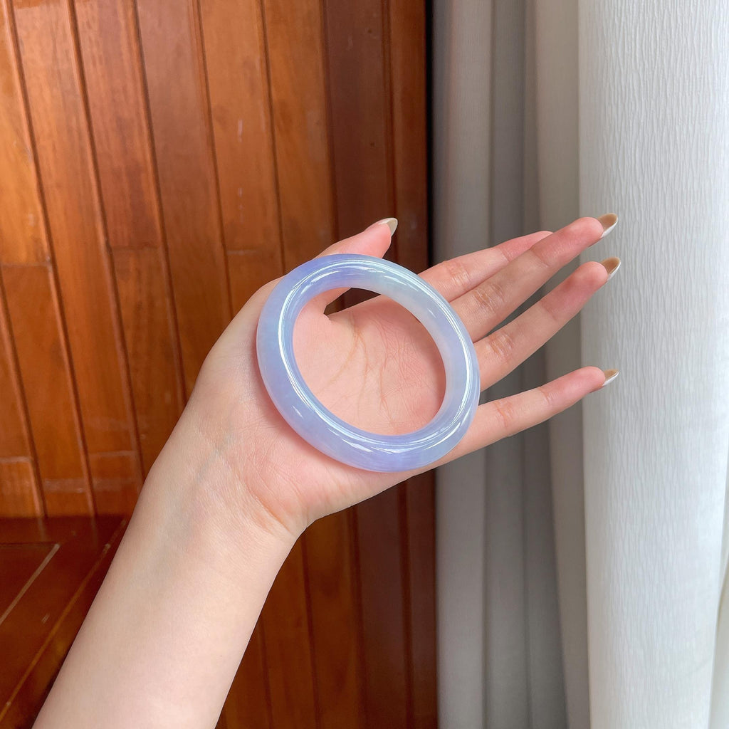 冰种紫罗兰翡翠圆条手镯（56mm)（yc399308）