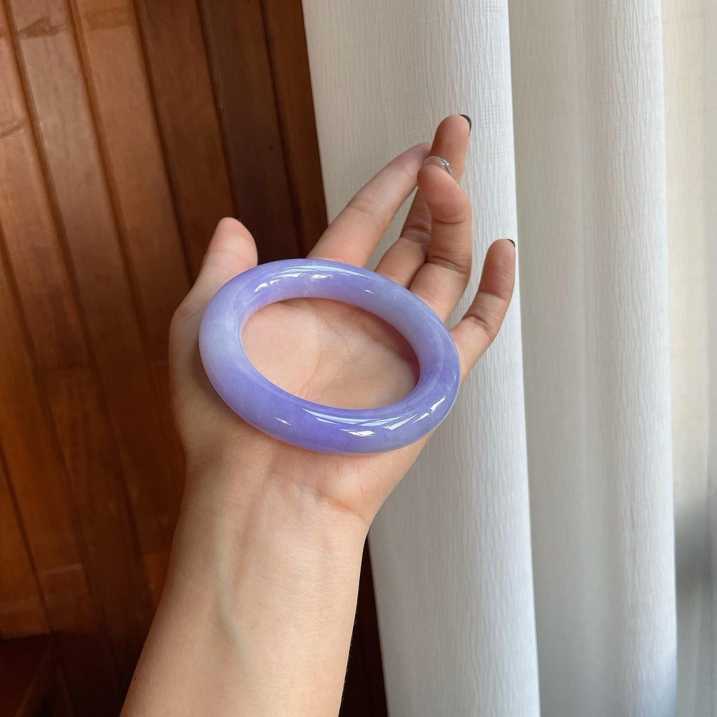 糯冰紫罗兰翡翠圆条手镯（55.5mm）（yc278686）
