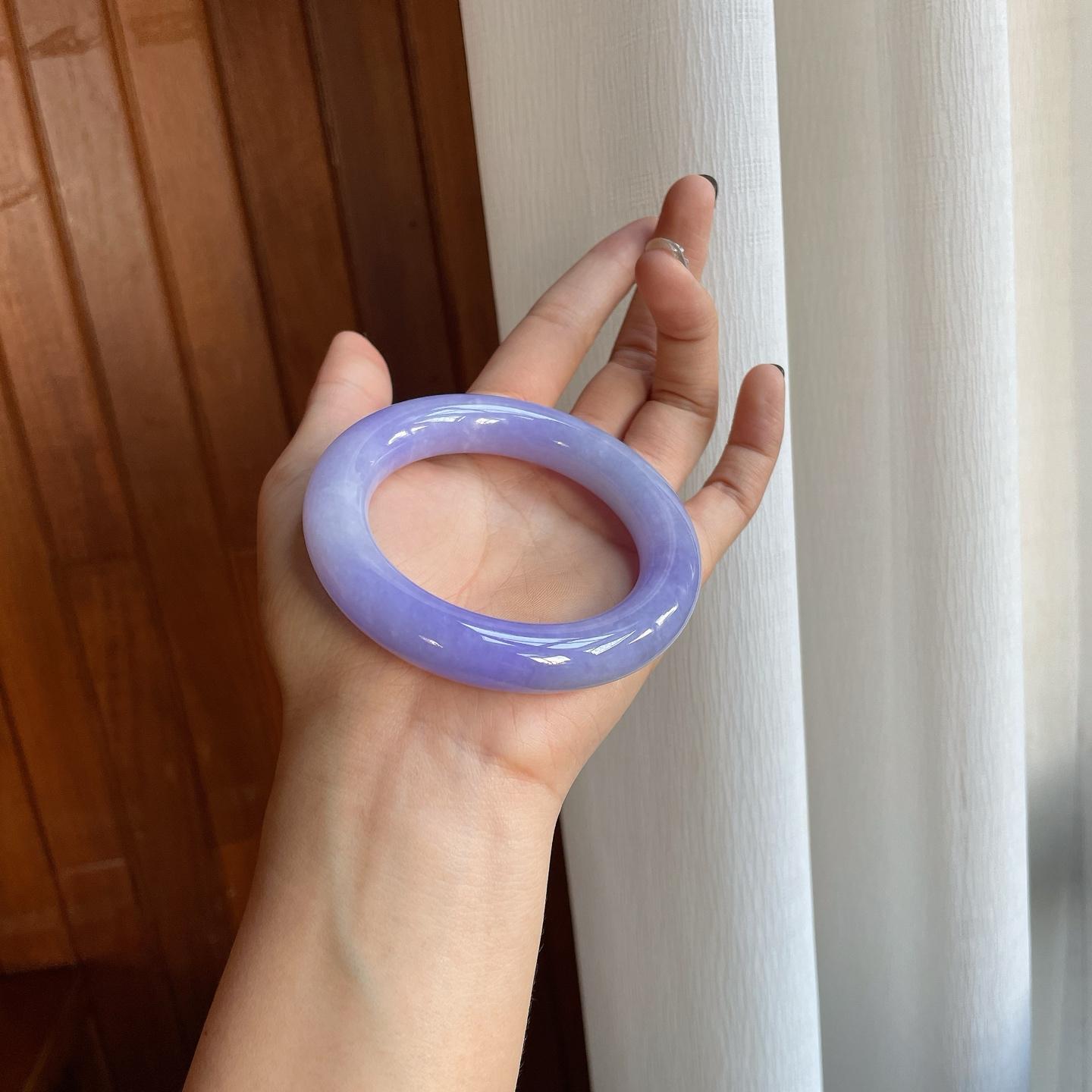 糯冰紫罗兰翡翠圆条手镯（55.5mm）（yc278686）