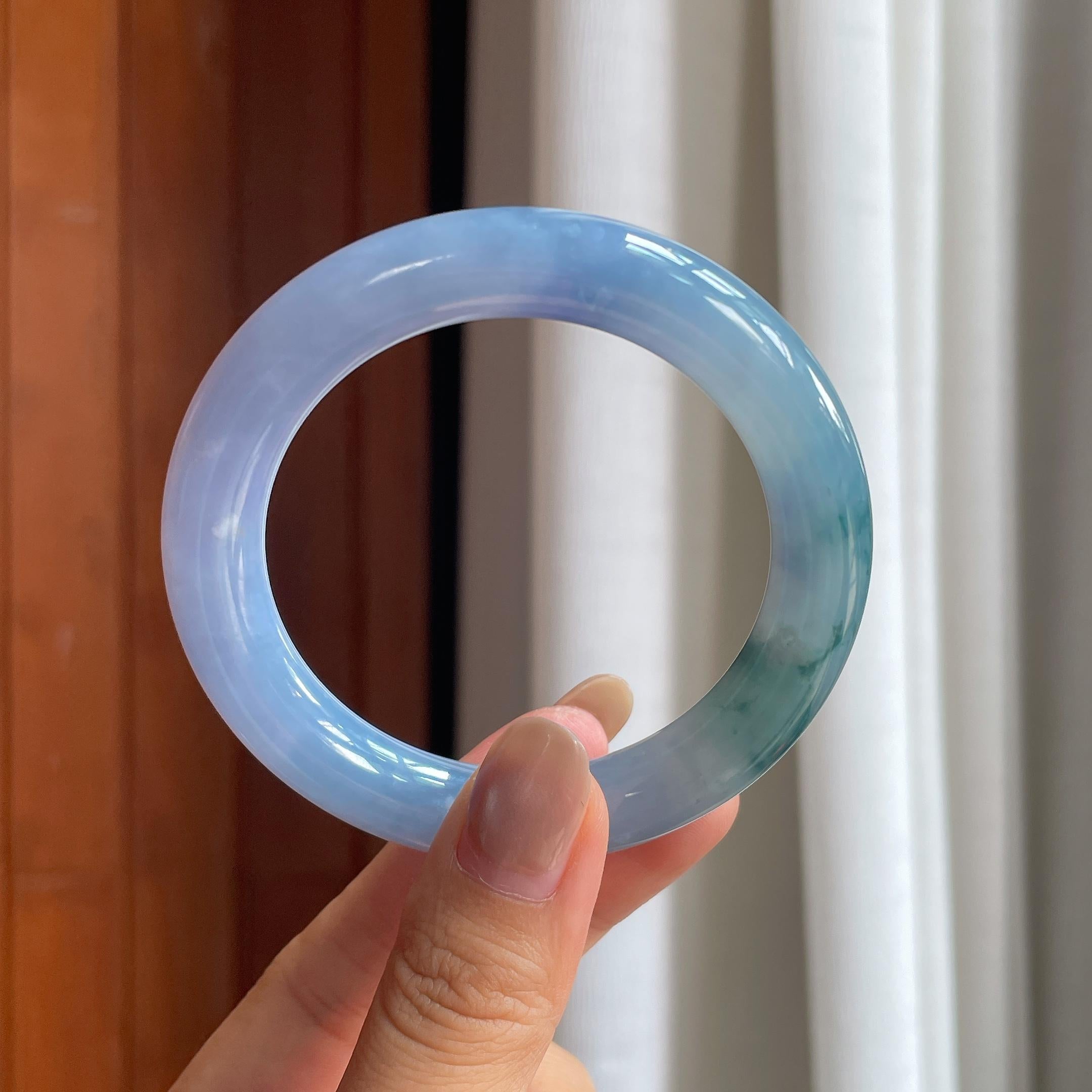 糯冰紫罗兰飘花圆条手镯（53mm）（yc422965）