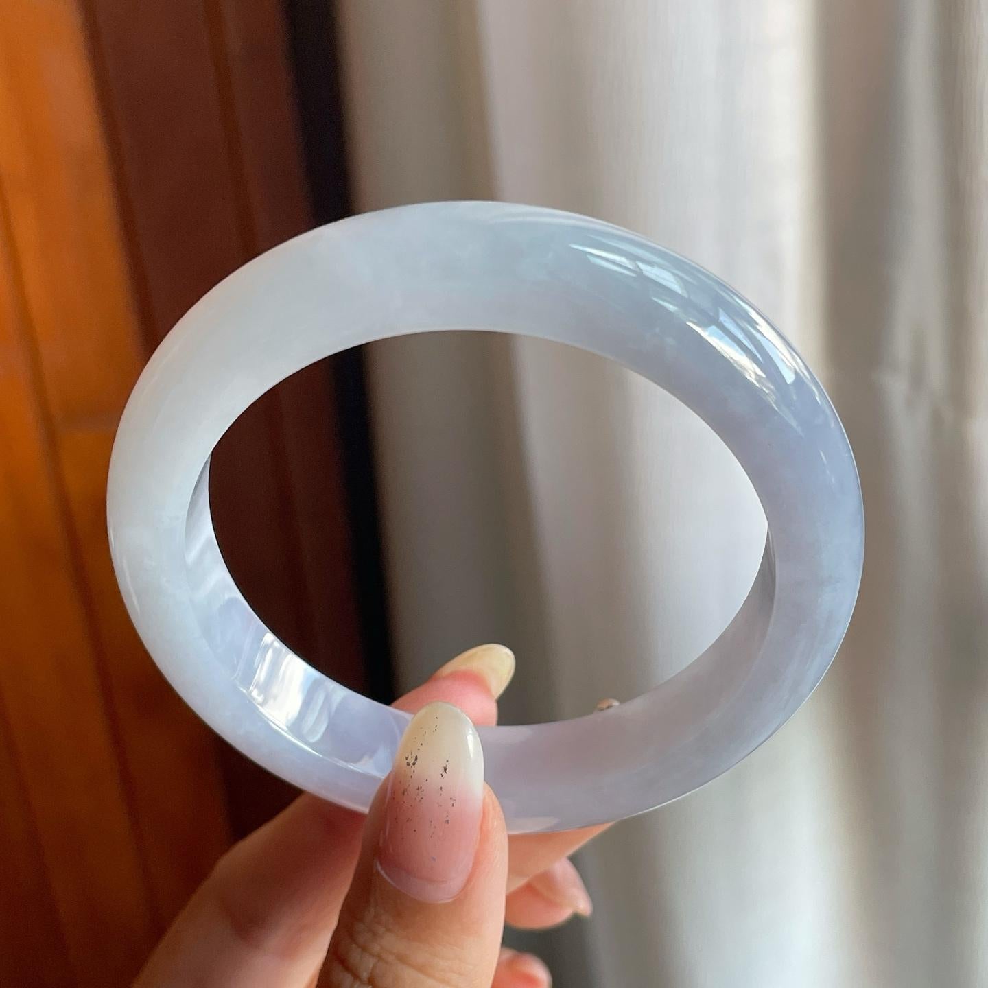 糯冰种紫罗兰翡翠平安镯（56mm）（yc220798）
