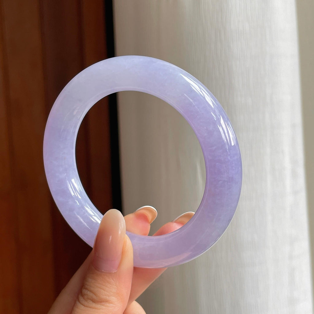 冰种紫罗兰翡翠胖圆条手镯（55mm)（yc414708）