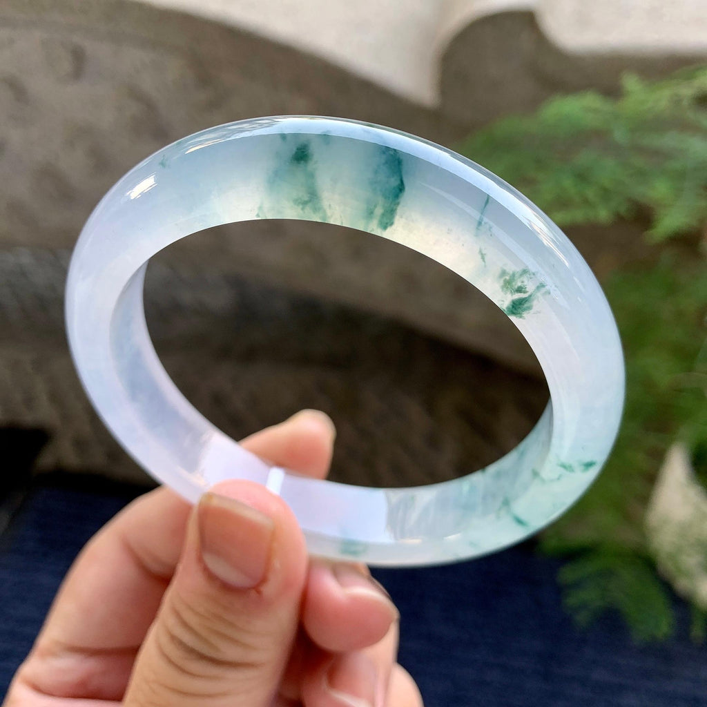 糯冰种飘花平安镯（58mm）（yc249462）