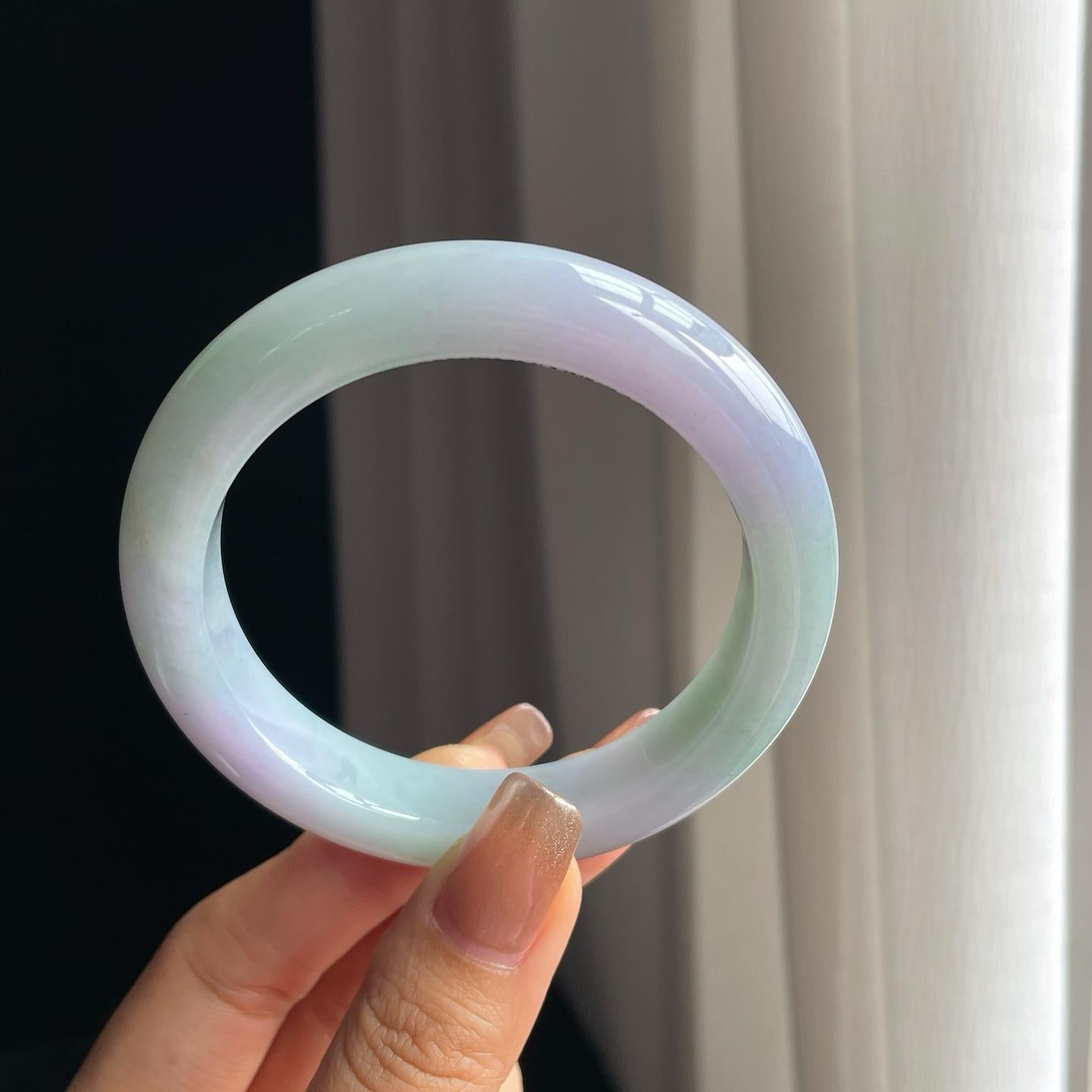 糯冰淡春彩翡翠平安镯（57.6mm）（yc374201）