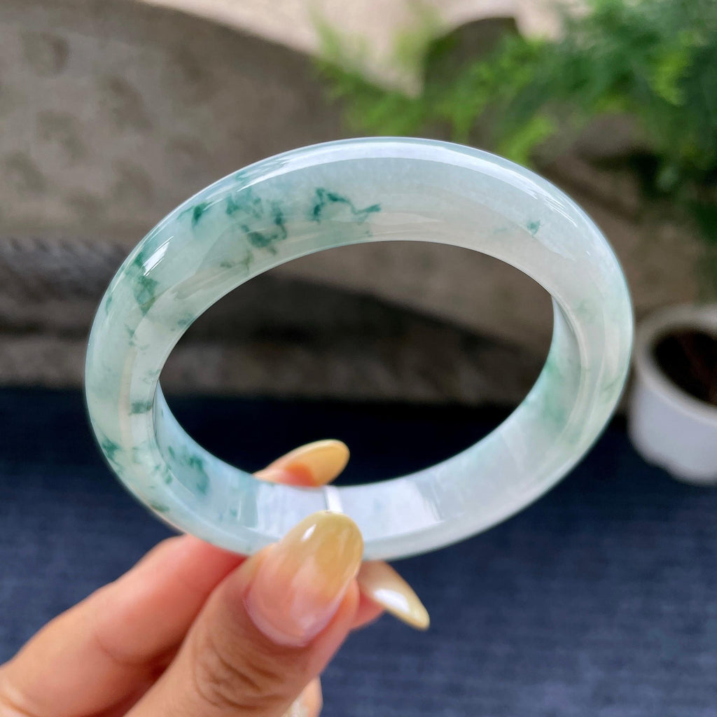 细糯种飘花正圈平安镯54.6圈 天然缅甸A货翡翠（yc489153）