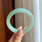 糯冰蓝晴翡翠平安镯 54圈（yc436788）