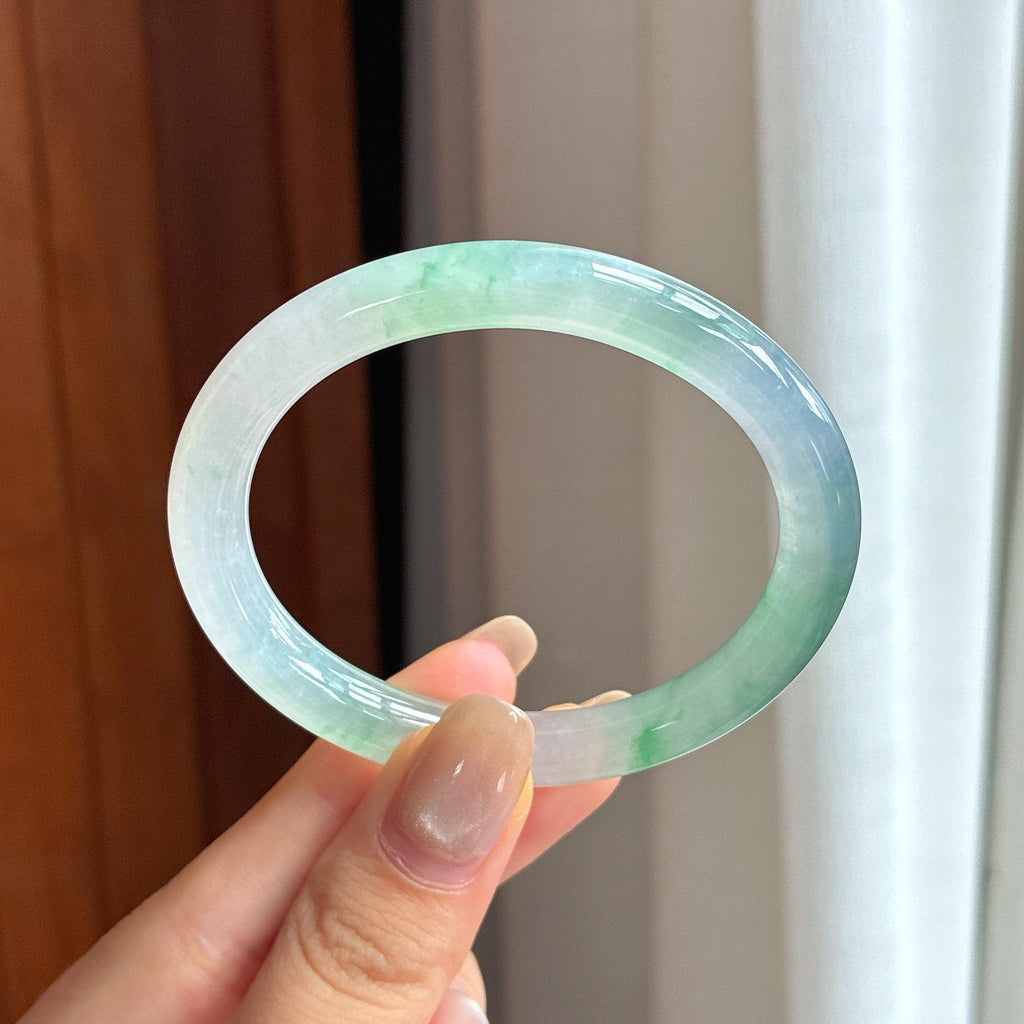 Vòng Tay Quý Phi Ngọc Phỉ Thúy Băng Chủng Phiêu Hoa 52 - Ngọc Phỉ Thúy Miến Điện Loại A Tự Nhiên (yc450820)
