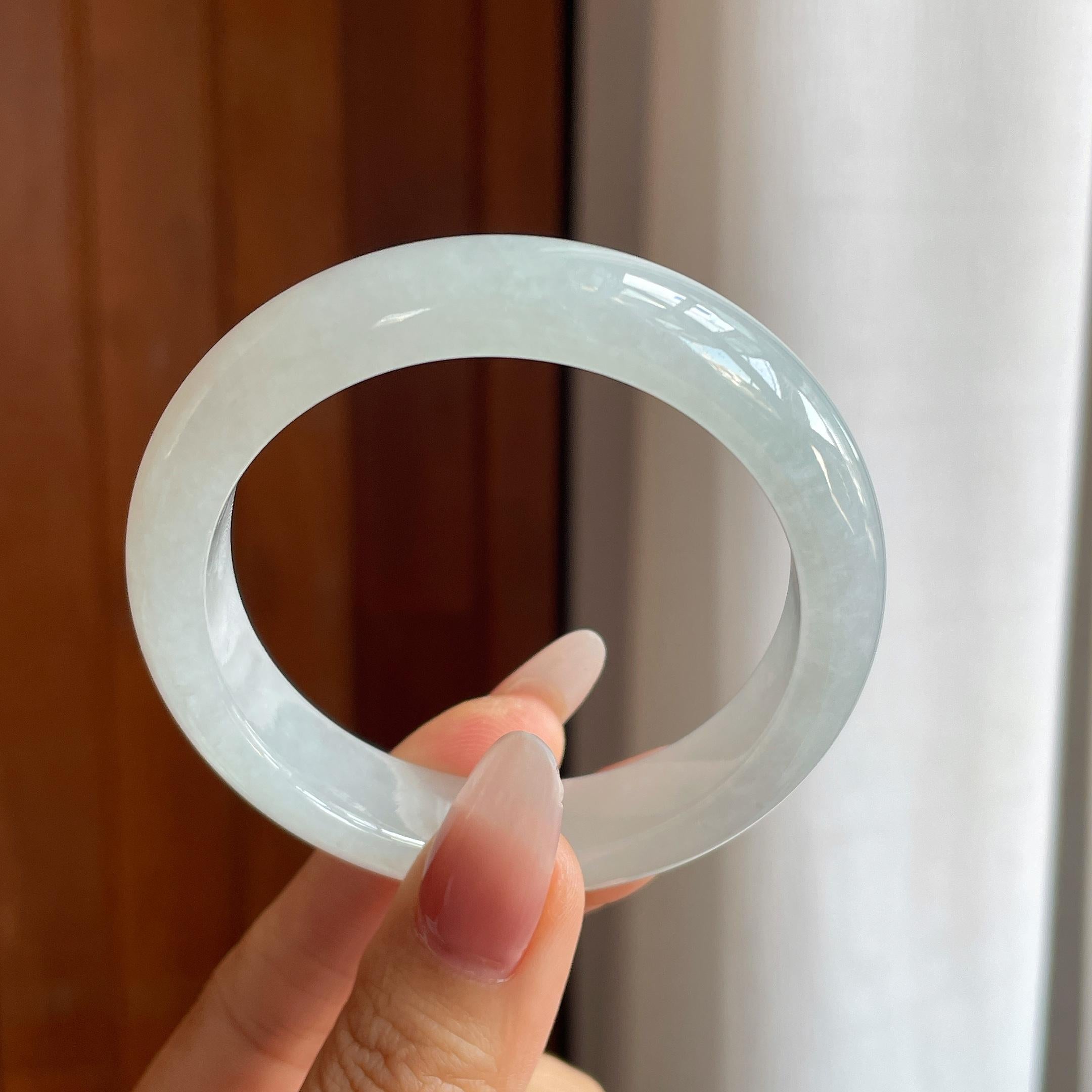 冰种无色翡翠平安镯（53mm）（yc302430）