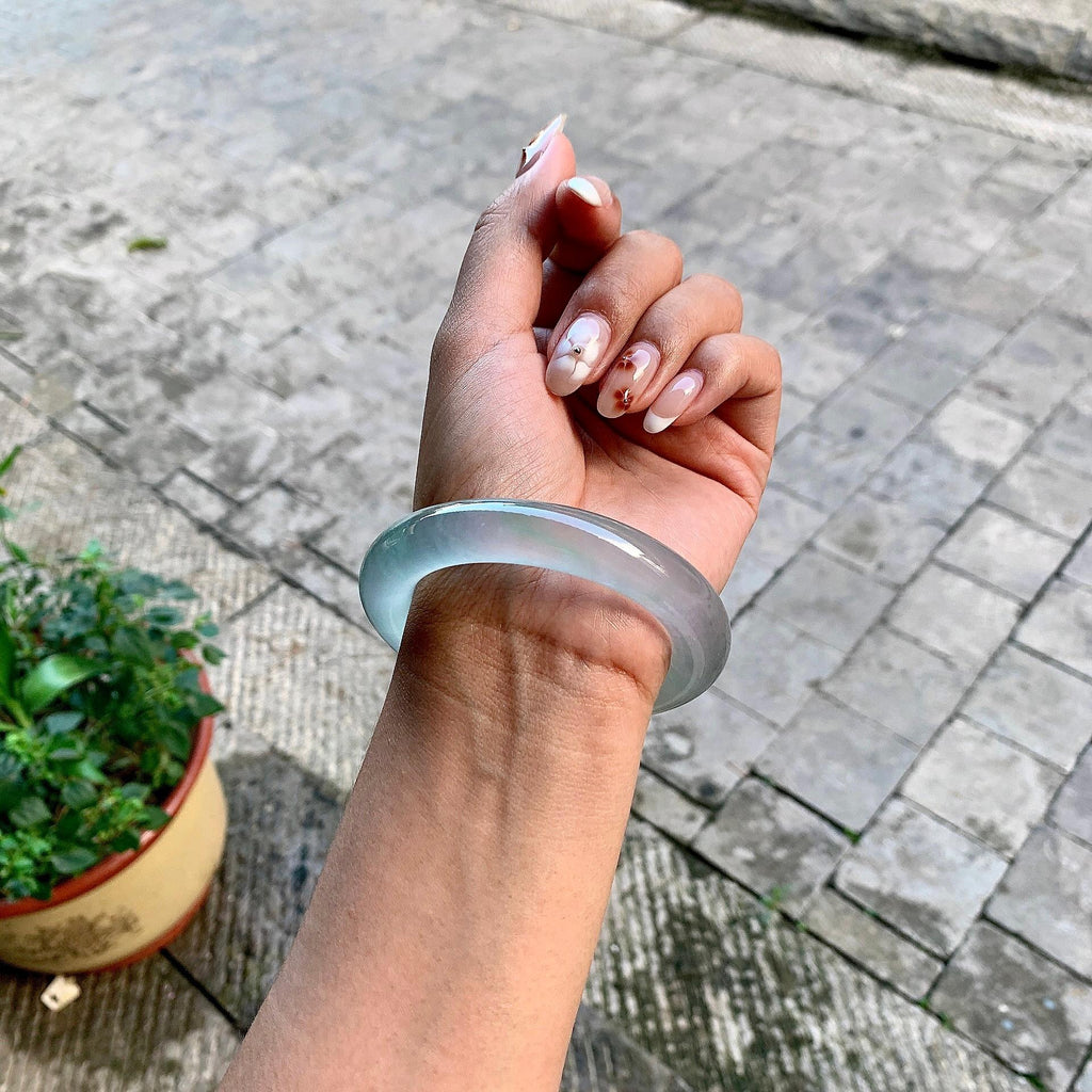 冰种淡晴水圆条手镯（54.9mm）（yc246679）