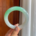 糯冰带色翡翠圆条手镯（58mm）（yc402769）