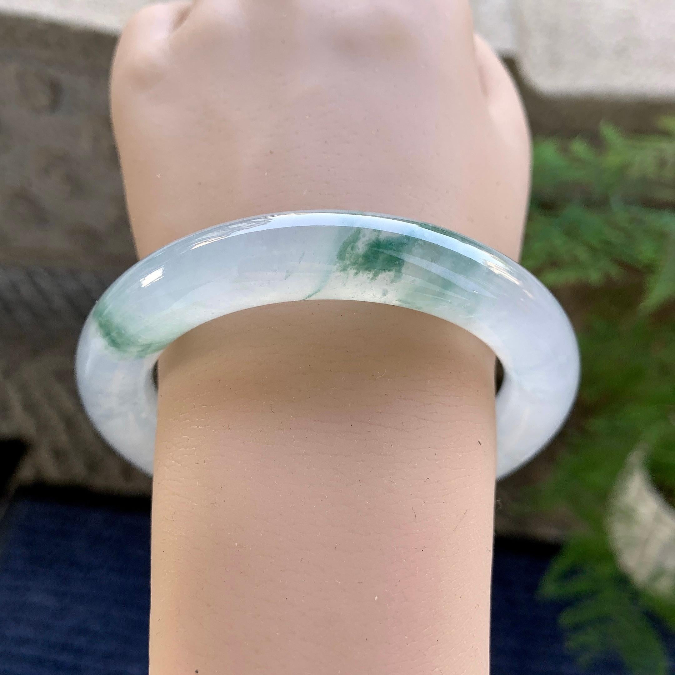 糯冰种飘花圆条手镯（57mm）（yc249467）