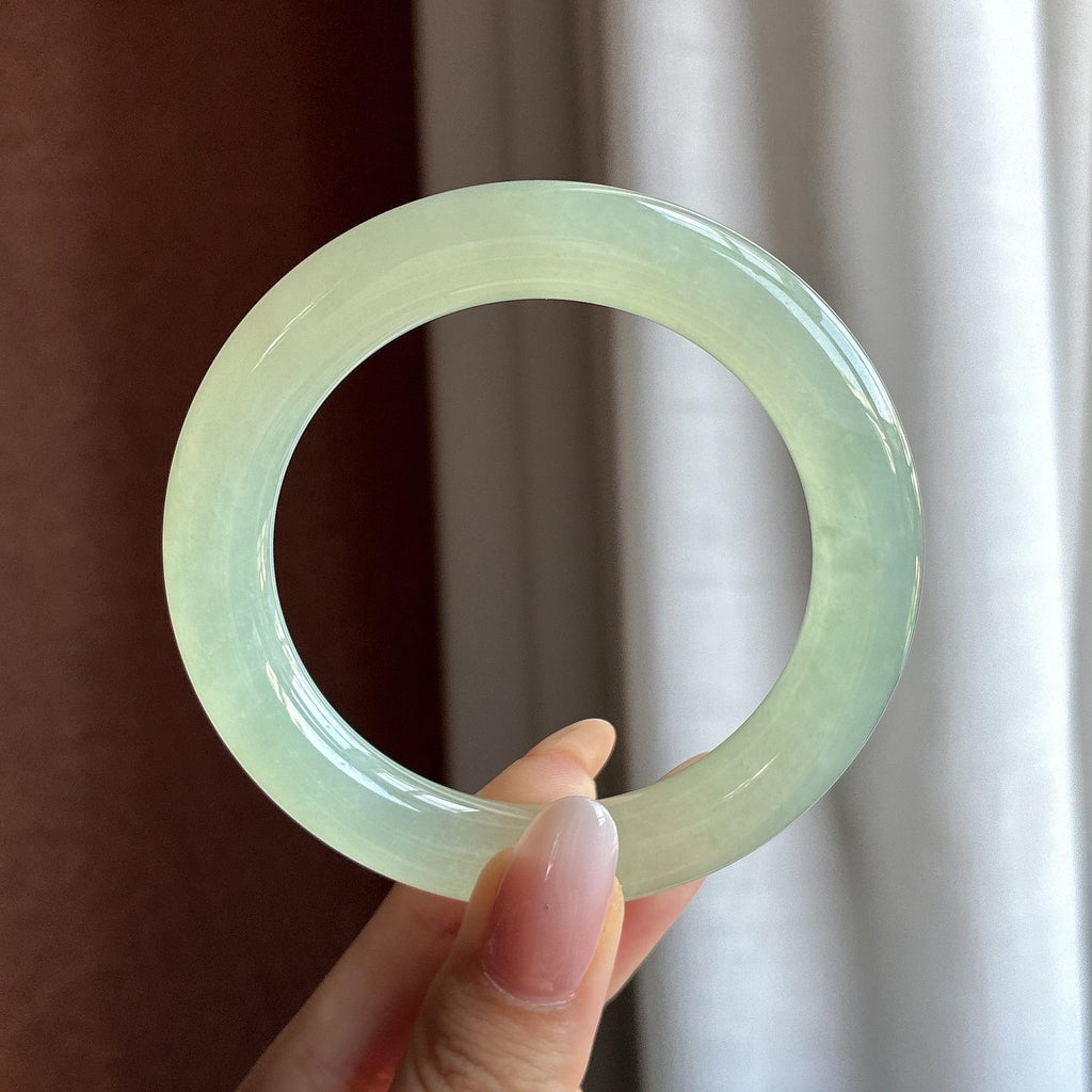 冰种淡底色特色圆条手镯 54圈（yc746638）