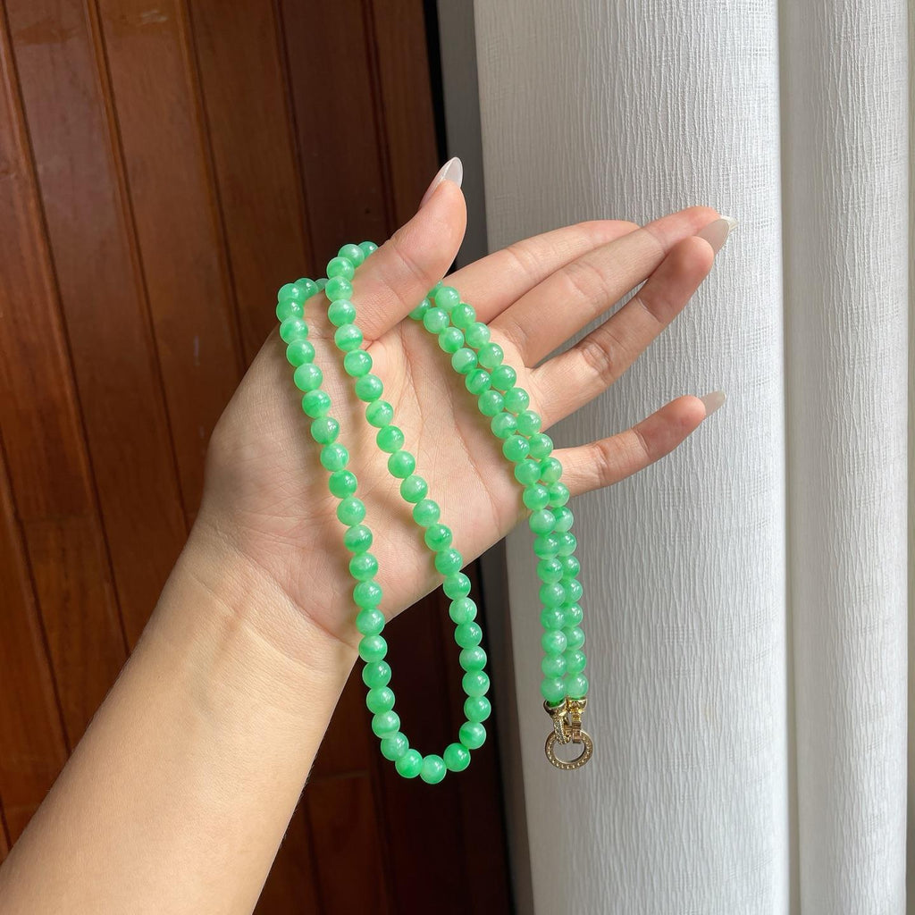 糯冰果绿翡翠珠串手串（yc266463）