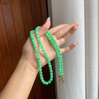 糯冰果绿翡翠珠串手串（yc266463）