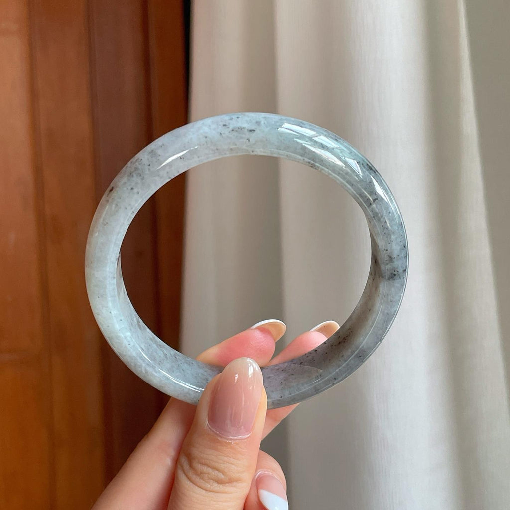 糯冰乌鸡翡翠平安镯（61.3mm)（yc373903）