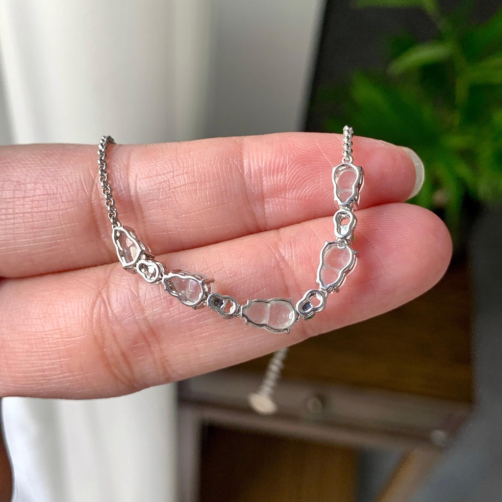 18K金钻镶糯冰种无色葫芦手链（yc215980）