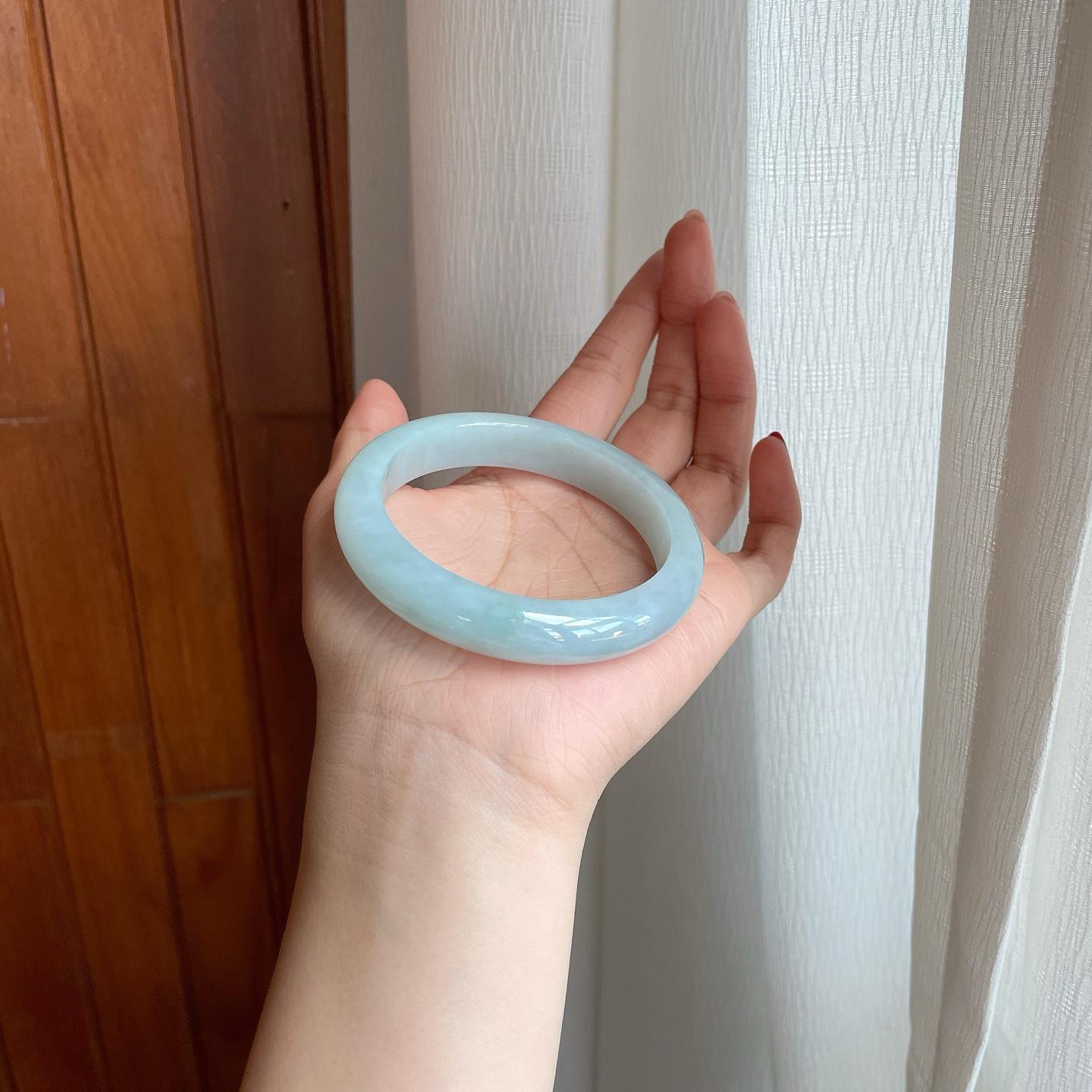 糯冰晴底翡翠平安镯（59.5mm）（yc302329）